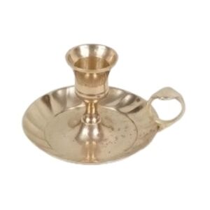 Vintage Made In India Brass Finger Loop Chamberstick Candle Holder